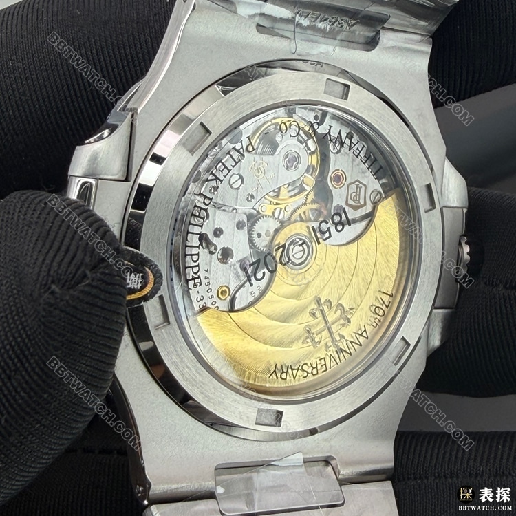 1:1复刻手表3K厂鹦鹉螺百达翡丽蒂芙尼蓝盘5711背面实拍图