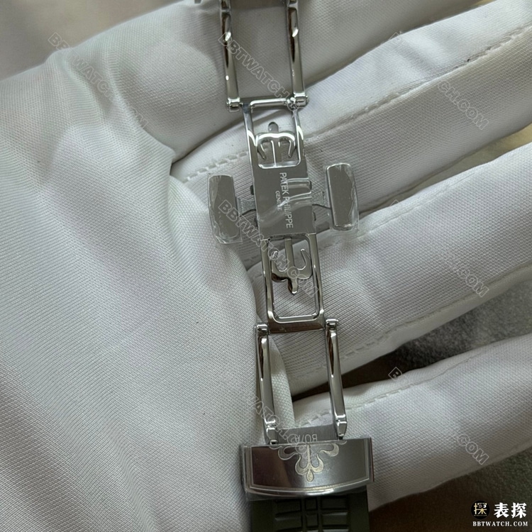 最优复刻手表WS厂百达翡丽手雷卡其绿色表盘5168表扣实拍图