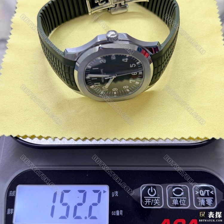 最优复刻手表WS厂百达翡丽手雷卡其绿色表盘5168重量实拍图