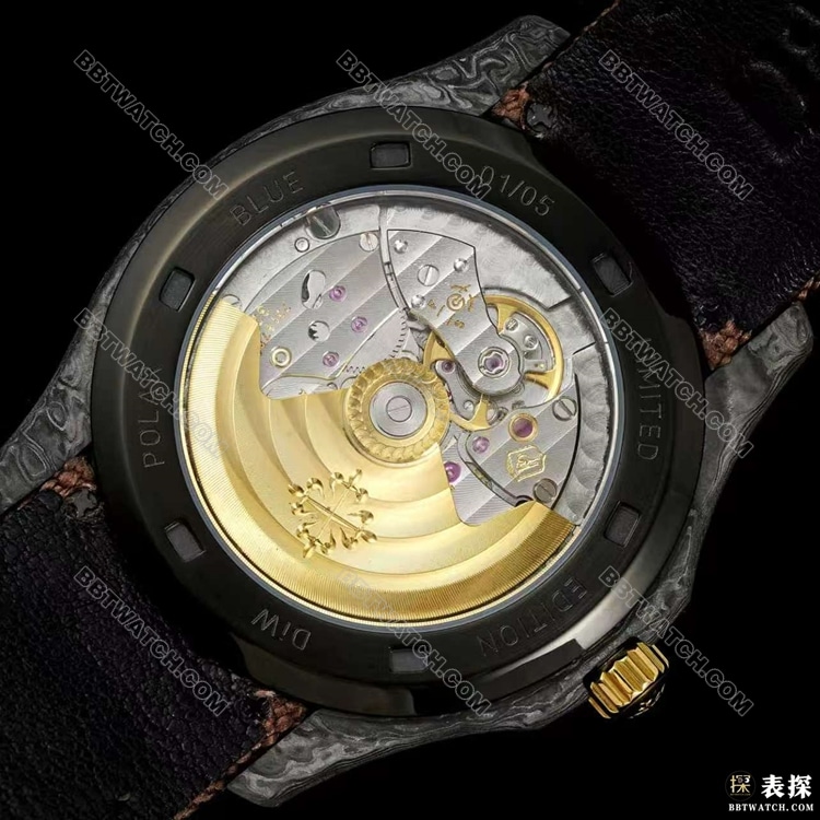 1:1复刻手表DIW厂手雷百达翡丽奶黄盘棕色表带5167背面实拍图