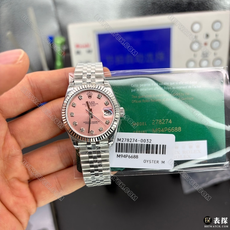 1:1复刻手表GS厂日志劳力士粉红盘2236机芯31毫米正面实拍图